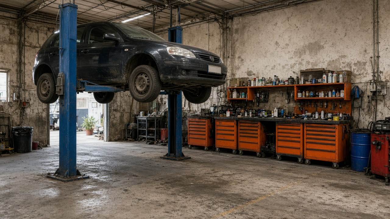 Workshop floor at Rishon Motor Bay with cars in service