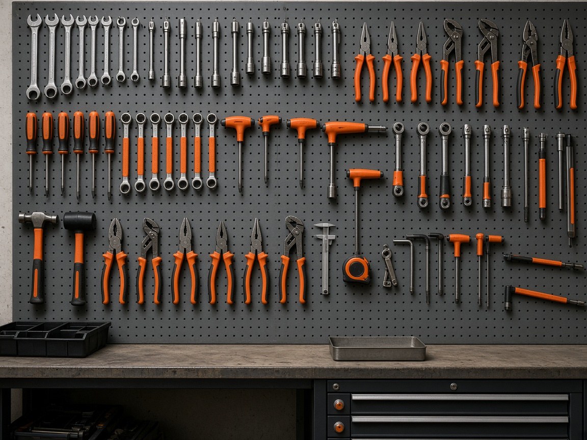 Open tool chest and hand tools used on daily services